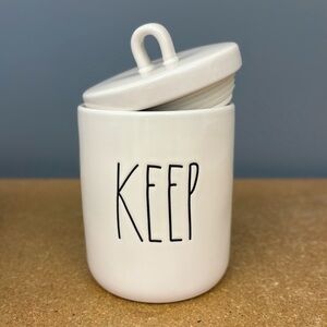 Rae Dunn White Kitchen Ceramic 'Keep' Storage Jar Canister